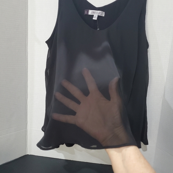 Jennifer Lopez All Black Crop Top Sheer Bodice Overlay Size XS L👀K - Picture 4 of 11